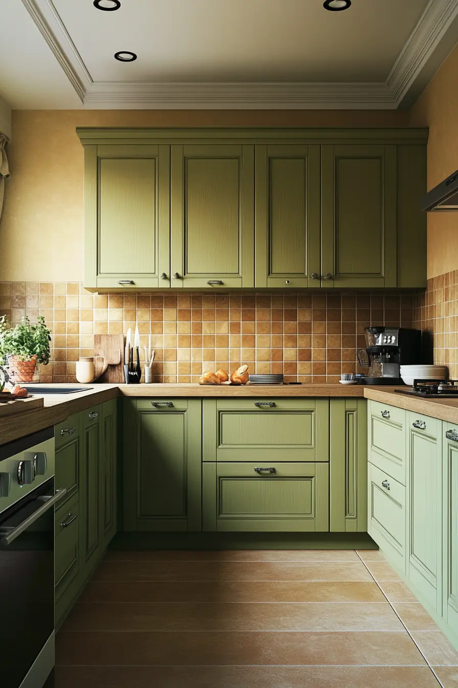 Green Kitchen Cabinets 75632