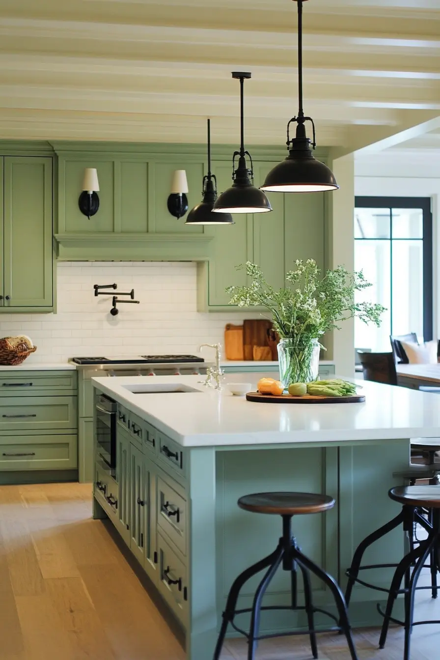 Green Kitchen Cabinets 64510