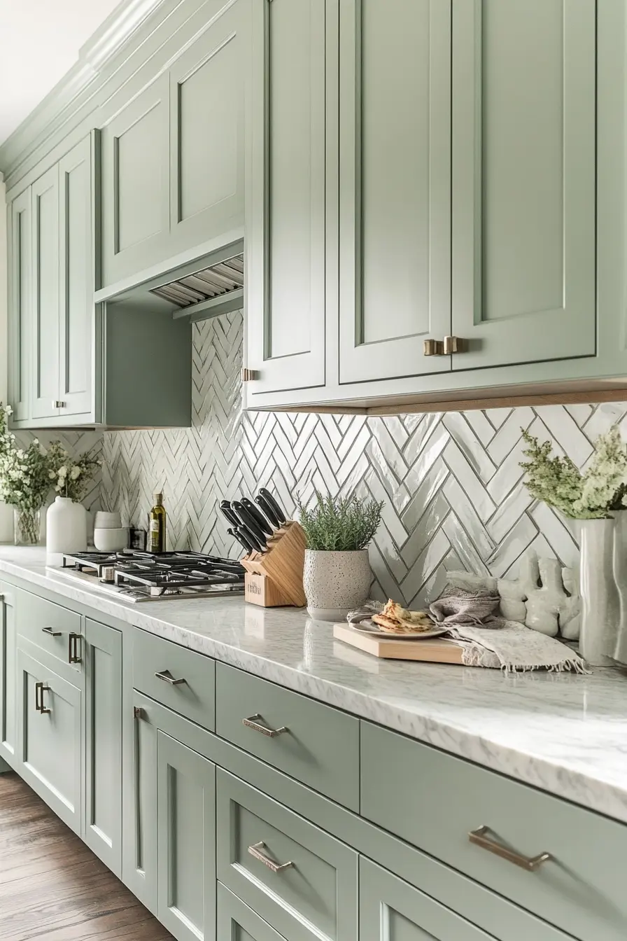 Green Kitchen Cabinets 86830