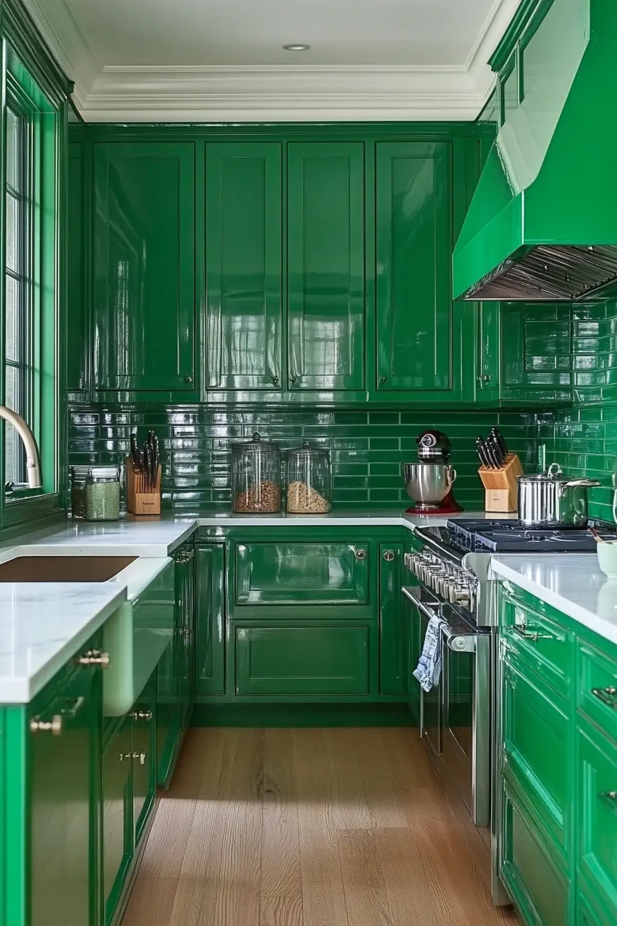 Green Kitchen Cabinets 107820