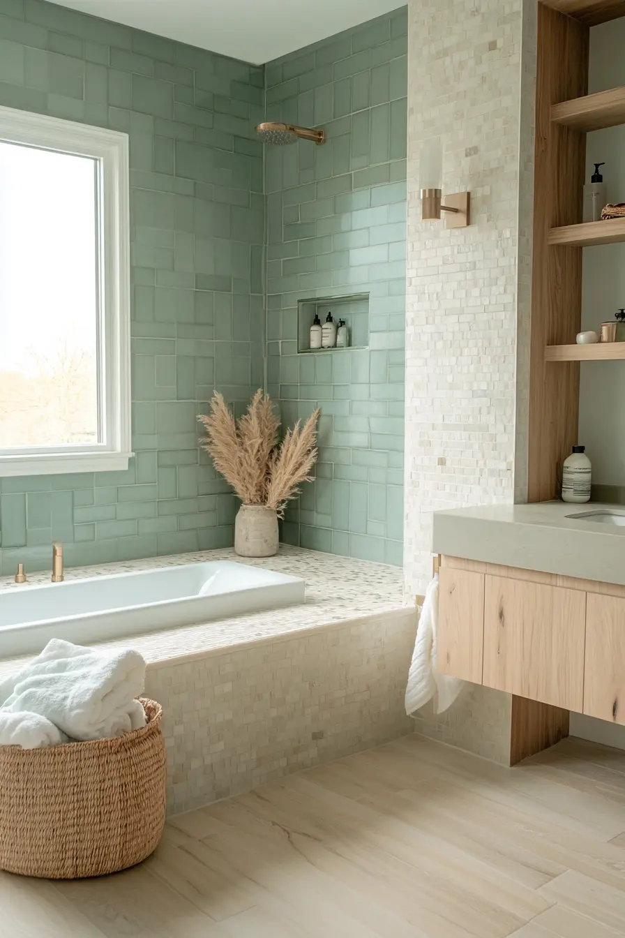 Green Tiles Bathroom 68112