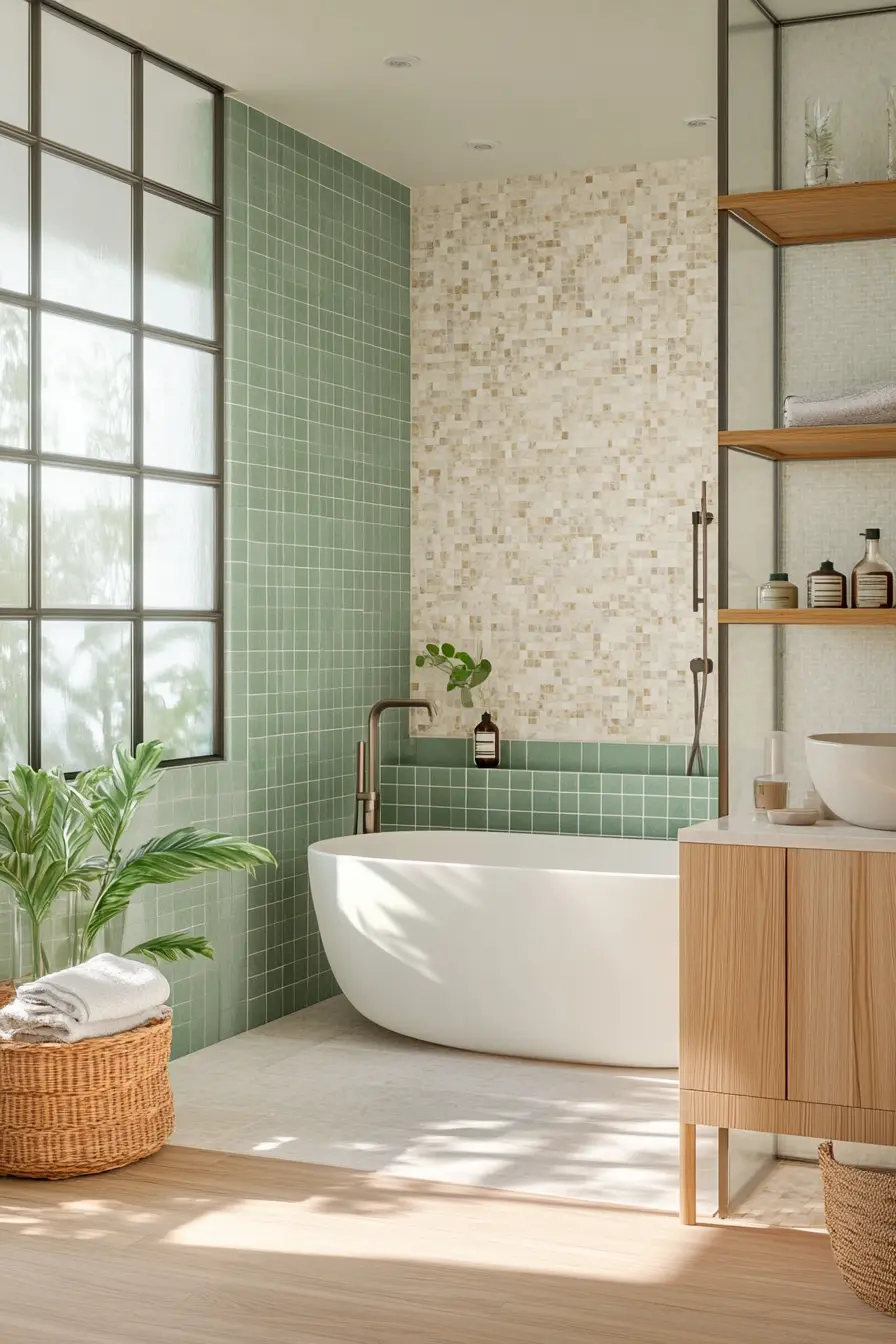 Green Tiles Bathroom 87136