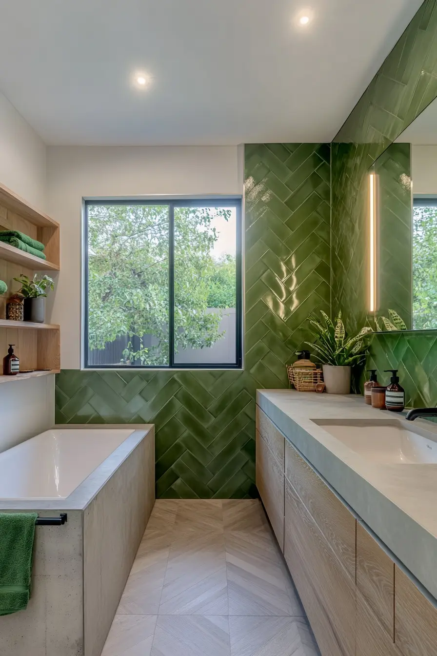 Green Tiles Bathroom 85858