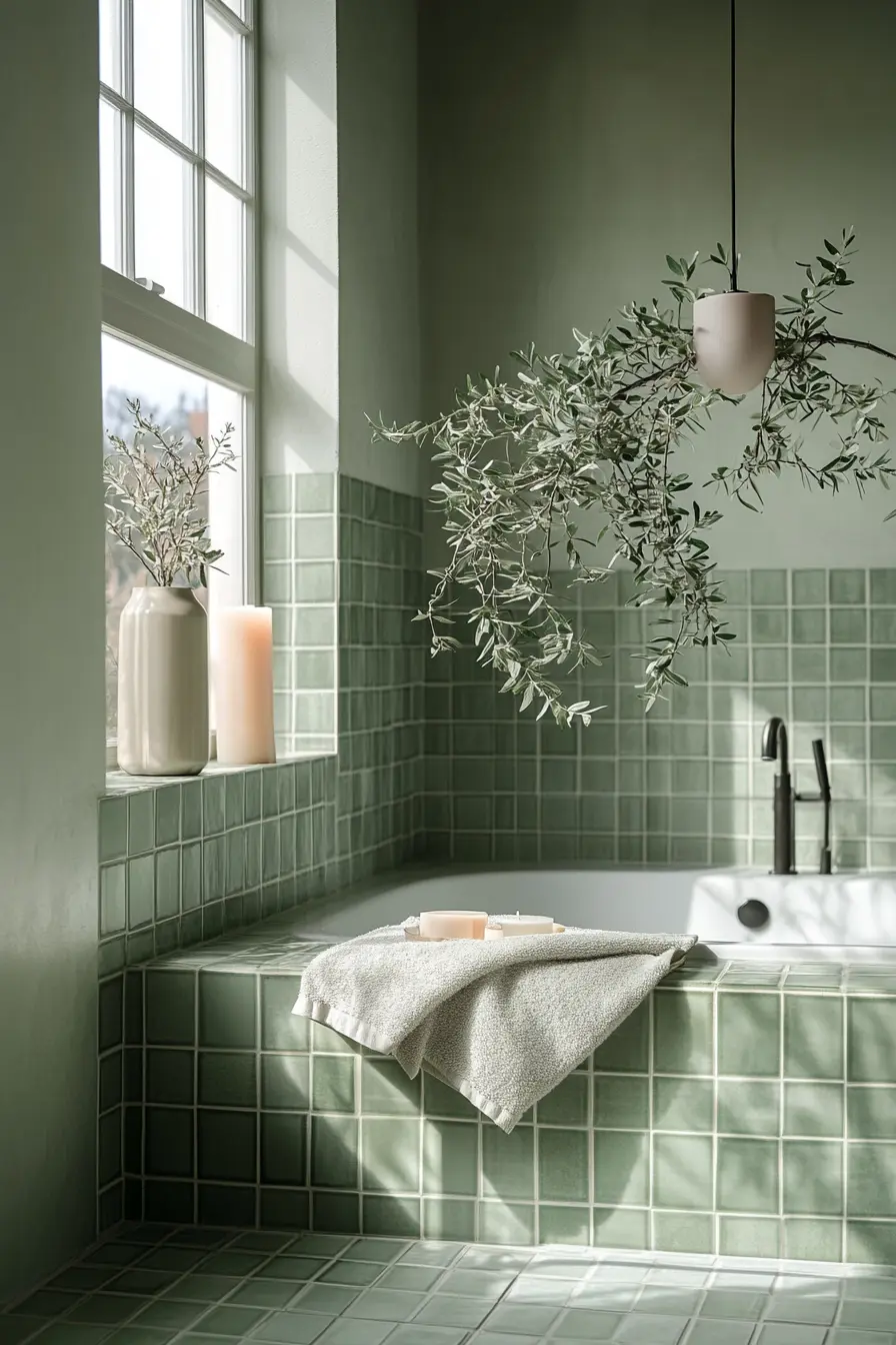 Green Tiles Bathroom 91850