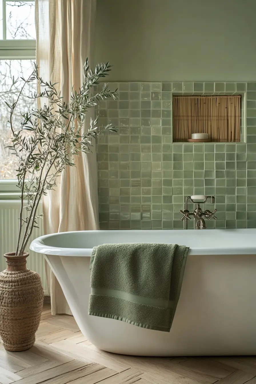 Green Tiles Bathroom 103132