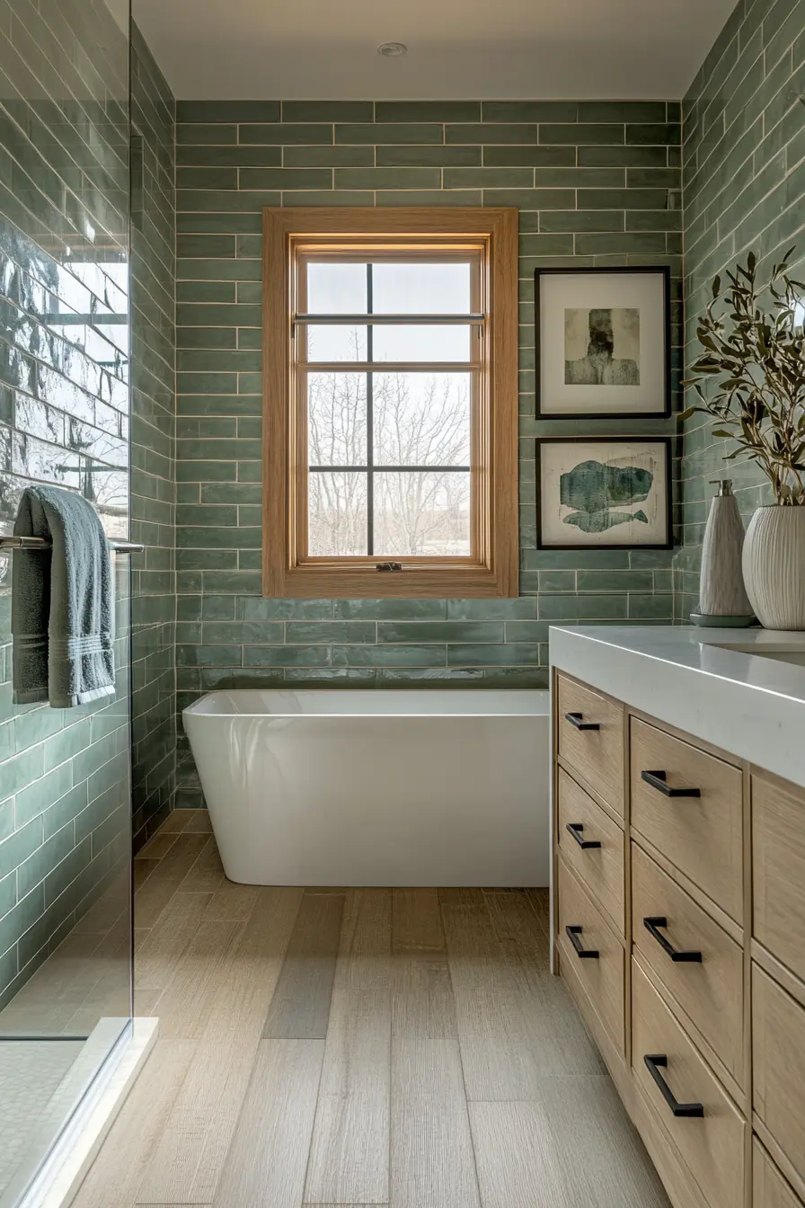 Green Tiles Bathroom 104252