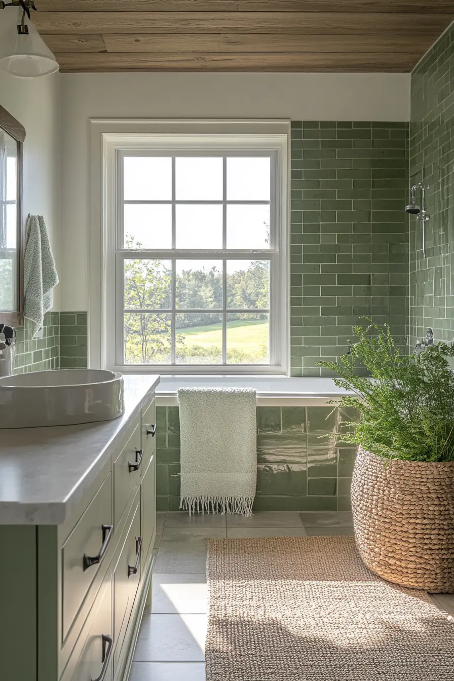 Green Tiles Bathroom 142804