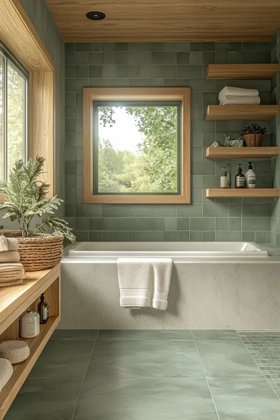 Green Tiles Bathroom 92664