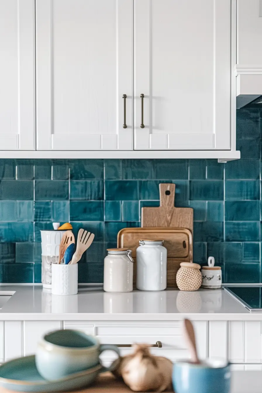 Kitchen Backsplash with White Cabinets 55078