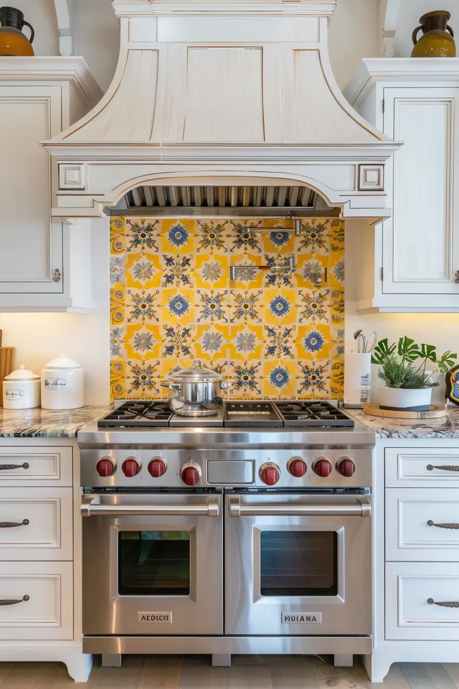 Kitchen Backsplash with White Cabinets 95038