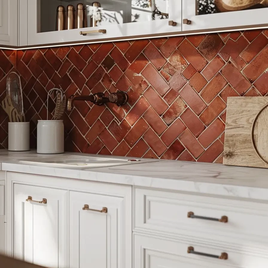 Kitchen Backsplash with White Cabinets 79156