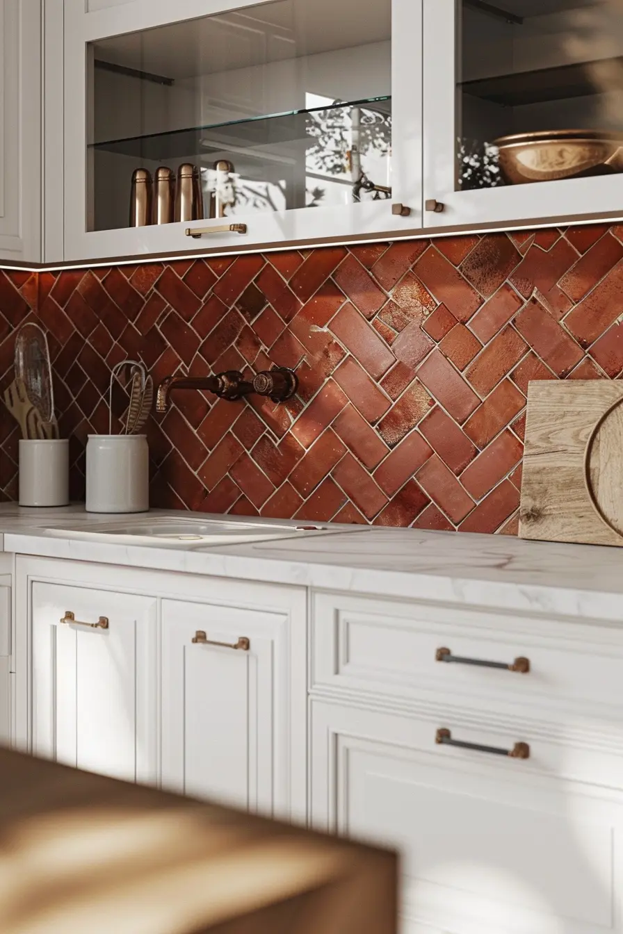 Kitchen Backsplash with White Cabinets 79156