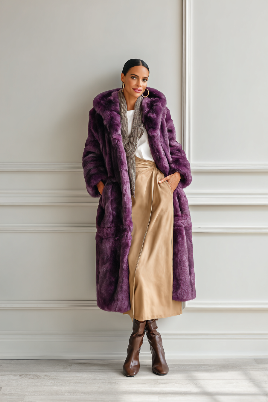 Purple Faux-Fur Coat Outfit 847262