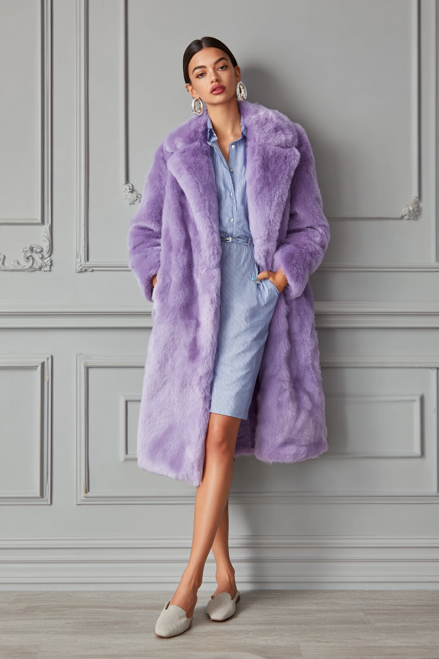Purple Faux-Fur Coat Outfit 913906