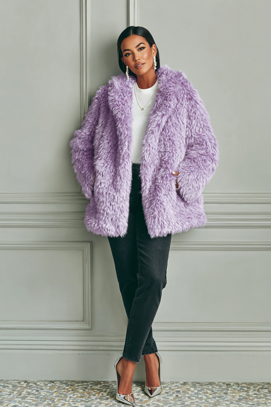 Purple Faux-Fur Coat Outfit 955206