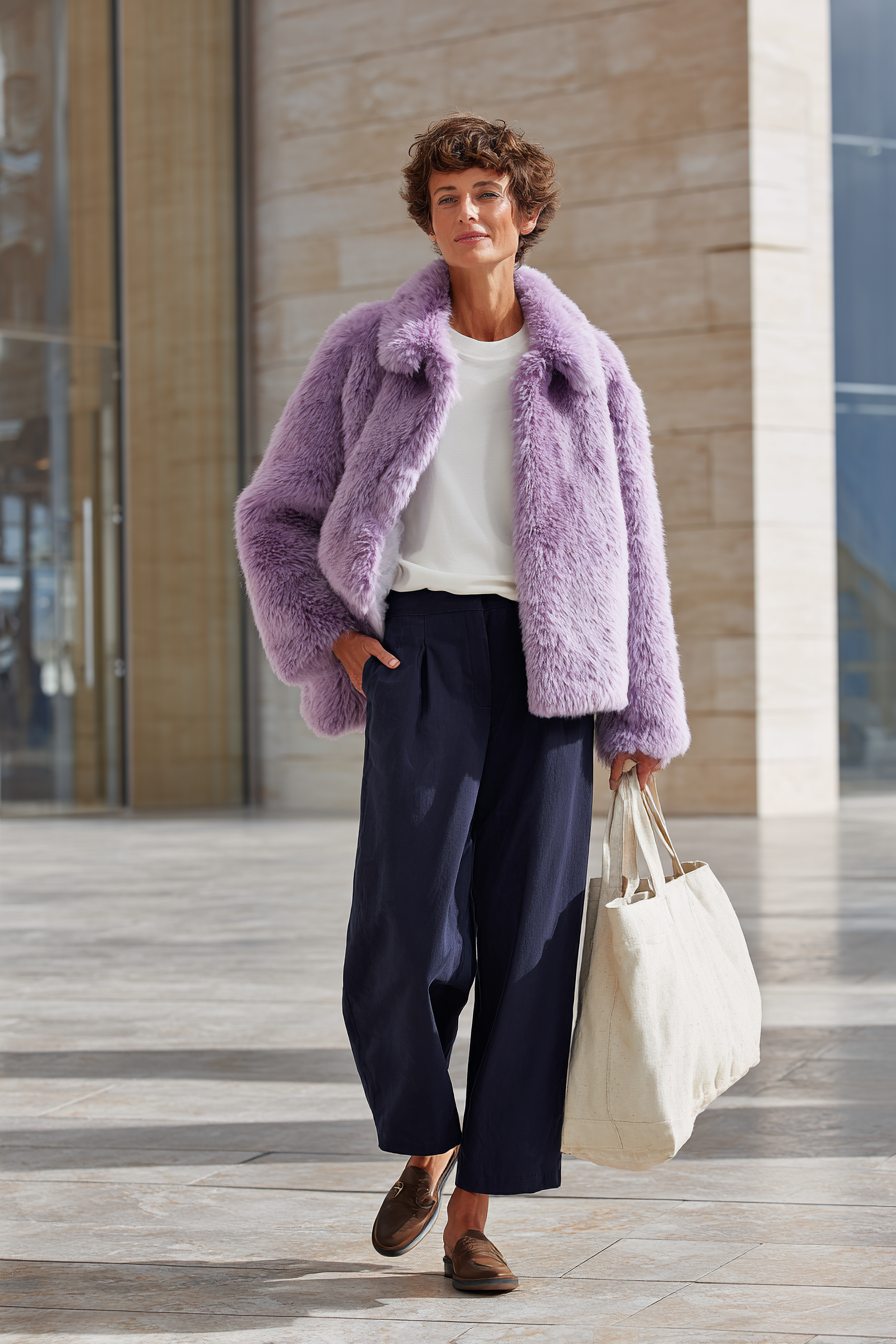 Purple Faux-Fur Coat Outfit 1094826