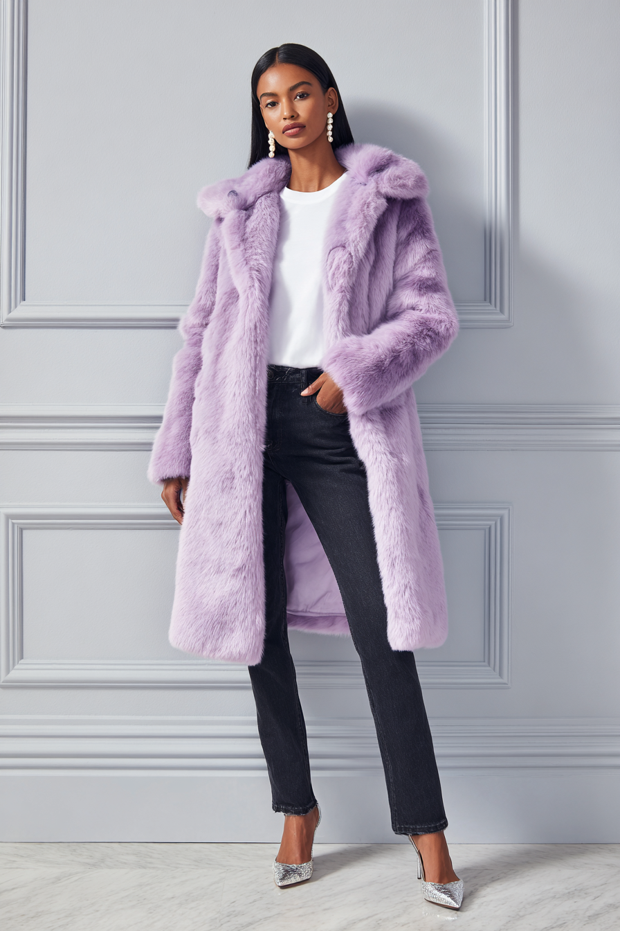 Purple Faux-Fur Coat Outfit 1087050