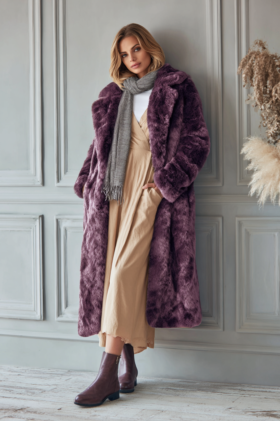 Purple Faux-Fur Coat Outfit 1073464