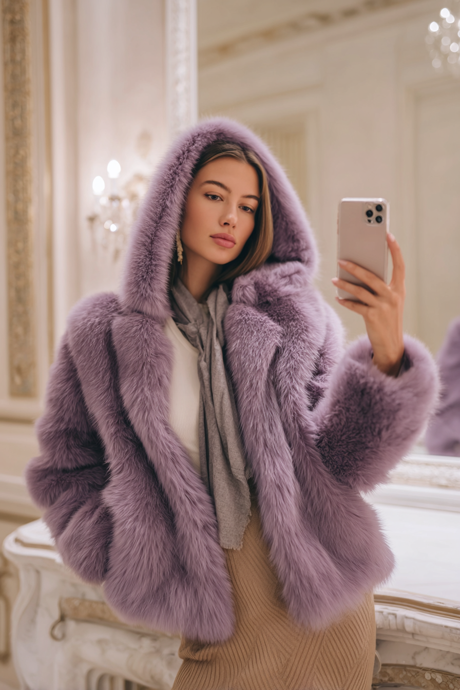 Purple Faux-Fur Coat Outfit 1039738
