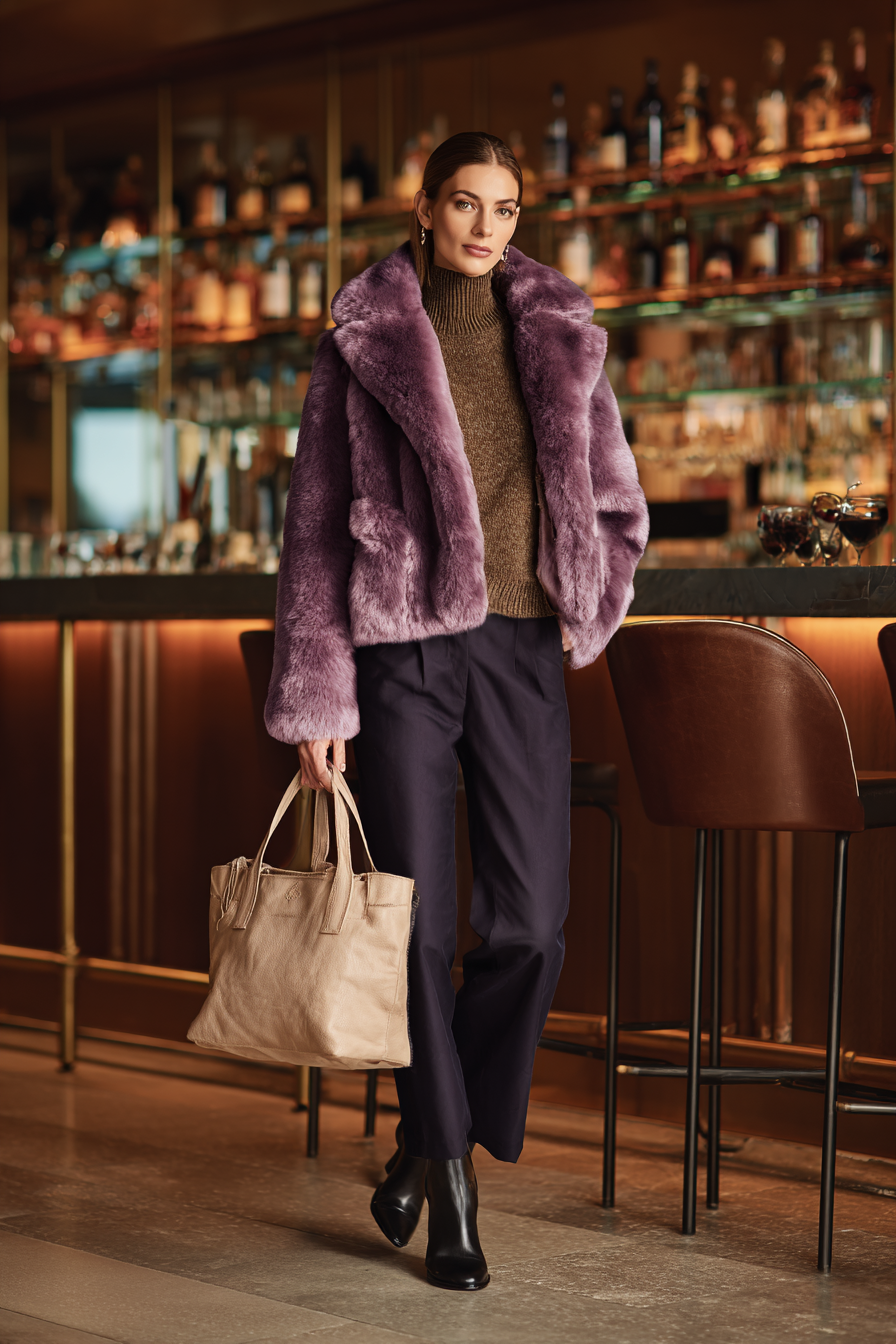Purple Faux-Fur Coat Outfit 1126522