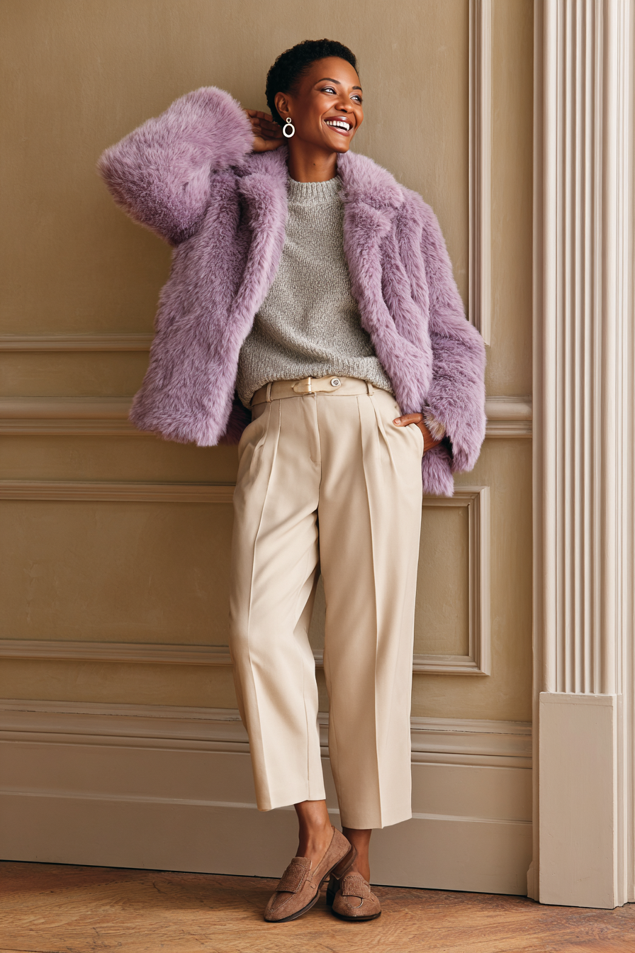 Purple Faux-Fur Coat Outfit 1170576