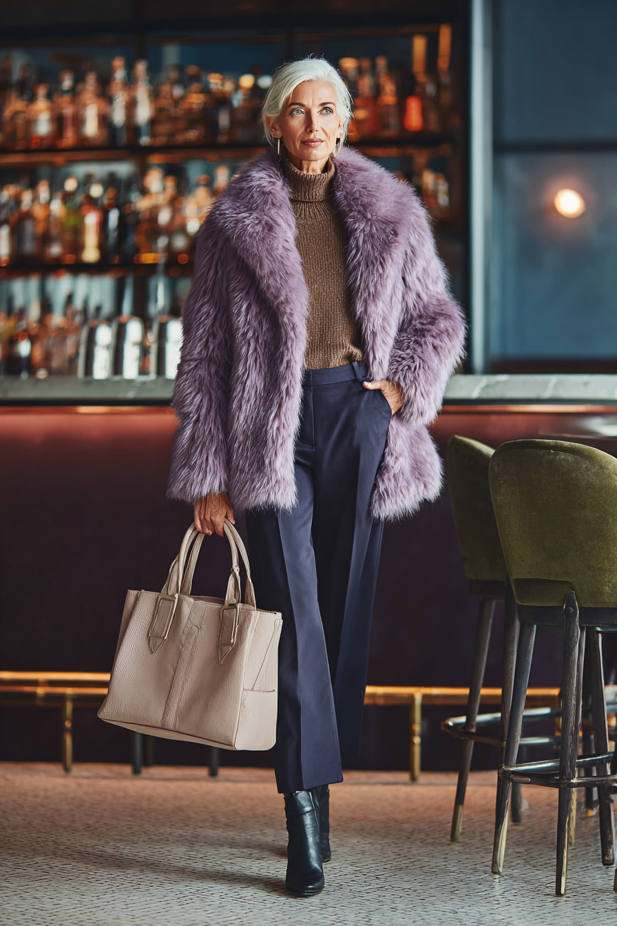 Purple Faux-Fur Coat Outfit 1155248