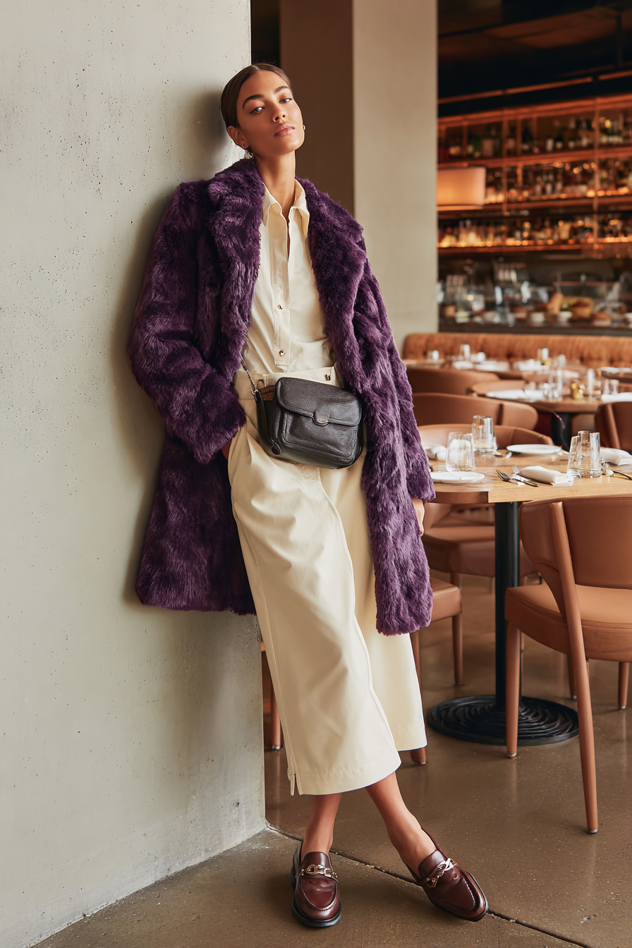 Purple Faux-Fur Coat Outfit 1197352