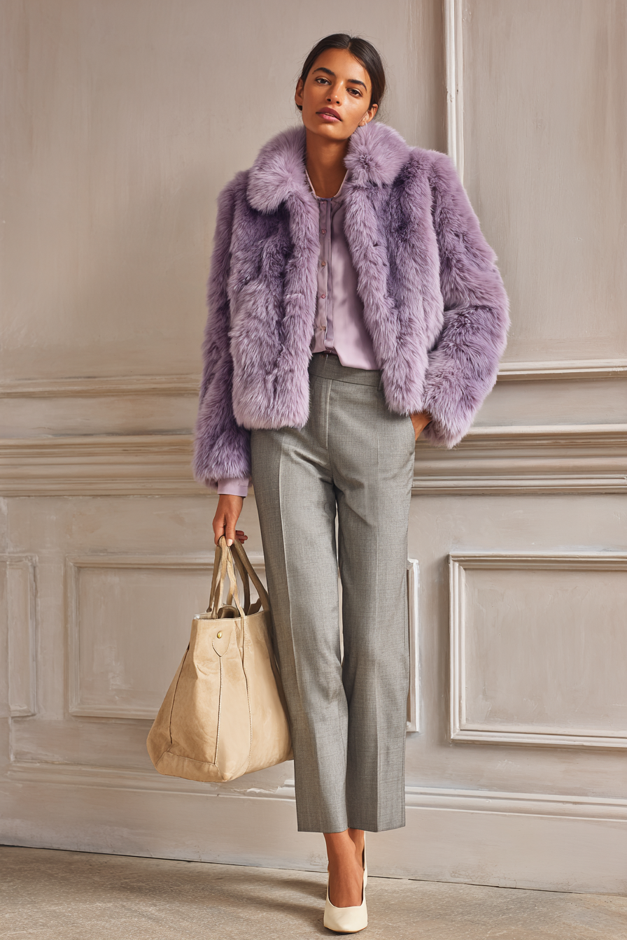 Purple Faux-Fur Coat Outfit 1164892