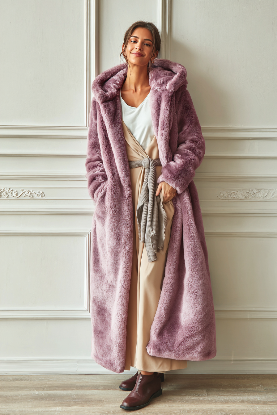 Purple Faux-Fur Coat Outfit 1187418