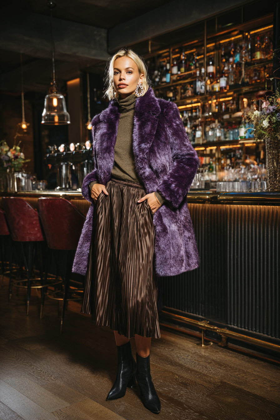 Purple Faux-Fur Coat Outfit 1267644