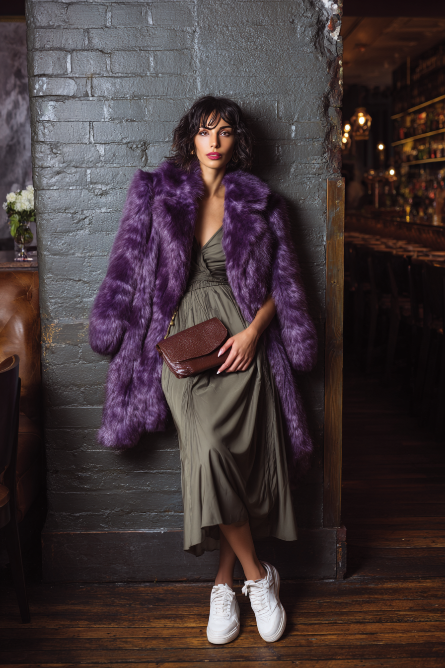 Purple Faux-Fur Coat Outfit 1323680