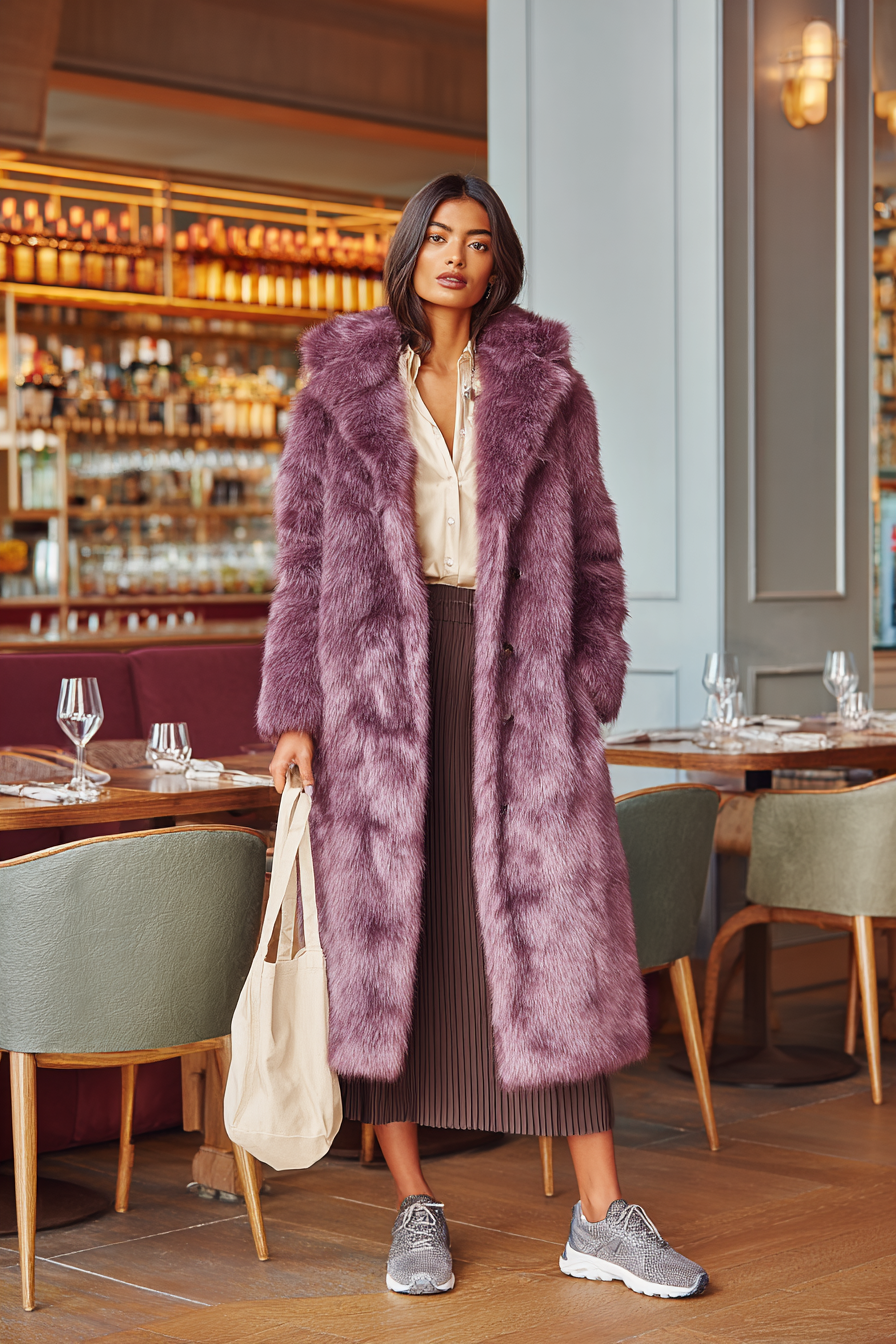 Purple Faux-Fur Coat Outfit 1339866