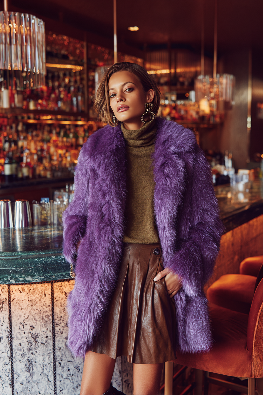 Purple Faux-Fur Coat Outfit 1463230
