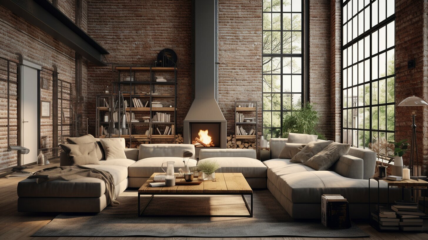 diseño de interiores de un loft industrial